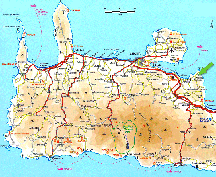 Crete Map Showing Villa Location